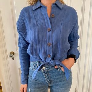 Free People Cropped Button Down Shirt